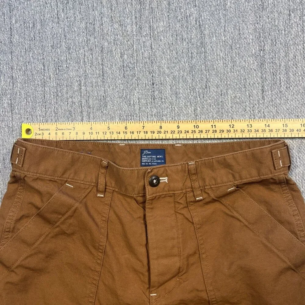 J.Crew Mens 29 Camp Utility Shorts  Burnt Orange Brown Cotton Linen AY197